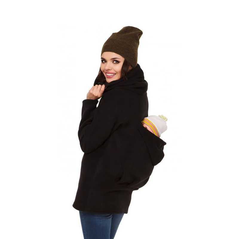 Maternity Clothes Kangaroo Pocket Clothes for Nursing Mothers for Pregnant Women Hoodie High Collar Breastfeeding Sweater XXL W250207
