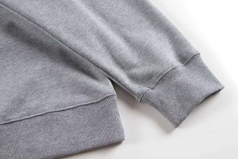 New Simple Style Patchwork Solid Color Sweatshirt Japanese Men's Women's Gray Loose Casual Pullover
