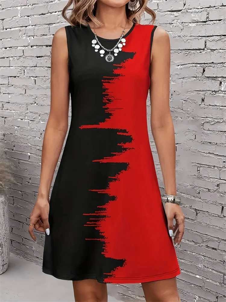 2024 Summer Printed Dresses Womens Boho Daywear Fashion Sveless Holiday Gowns Casual O Neck Party Vests Plus Size DressesXJ2500207