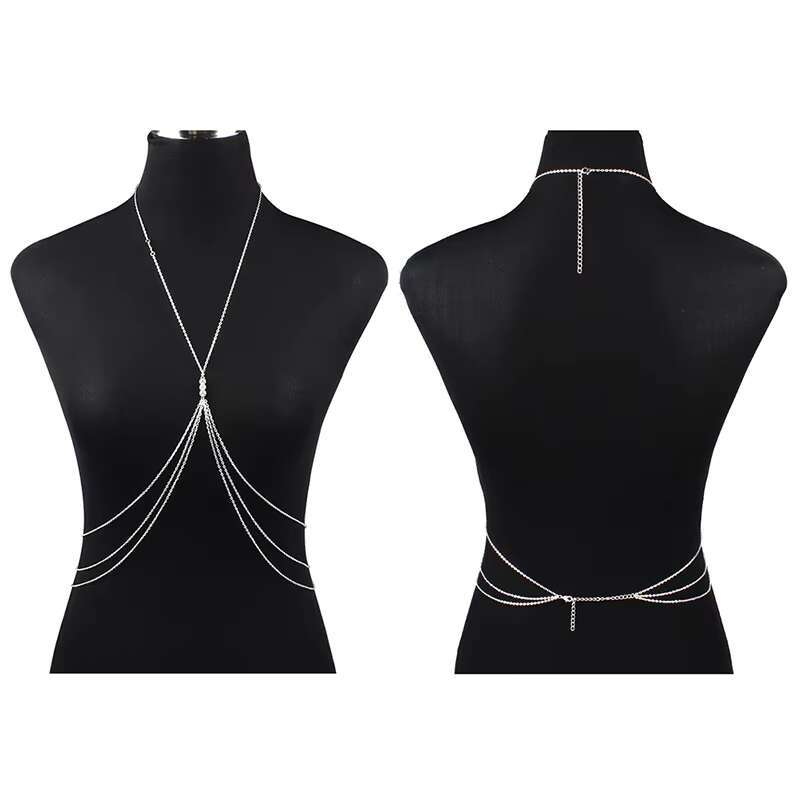 Sexy Chest Bikini Chains Art For Women Sequined Cross Waist Female Body Jewelry Beach Belly Chain