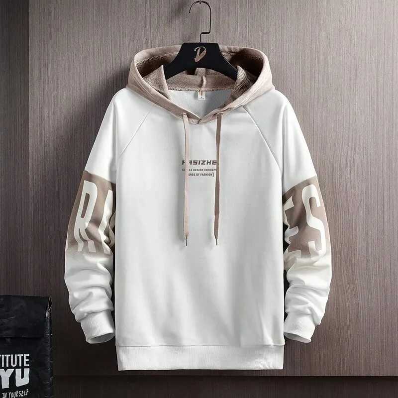 Mens autumn and winter new casual edition comparison floral print long sleeved hooded sweatshirt W250207