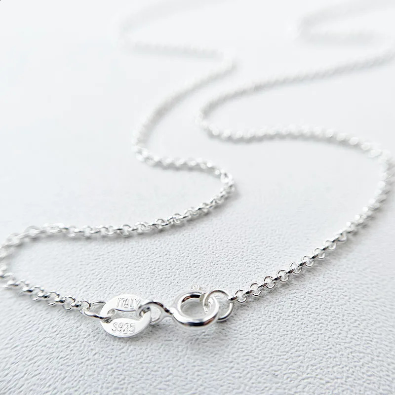 35cm-45cm 1.m Pure Real 925 Sterling Silver Circles Rolo Chain Necklace Women Girl Italy Jewelry Kolye Collare Collier 250120