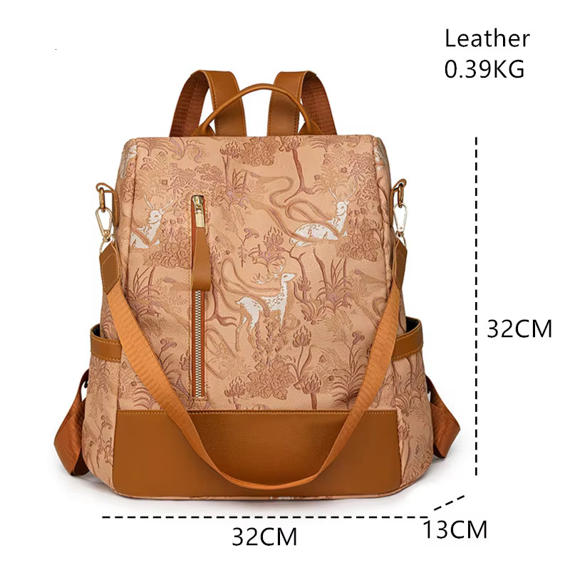Fashion Color Blocking PU Leather Multi-Function Anti Theft Design Women's Backpack Large Capacity Leisure Travel Bags