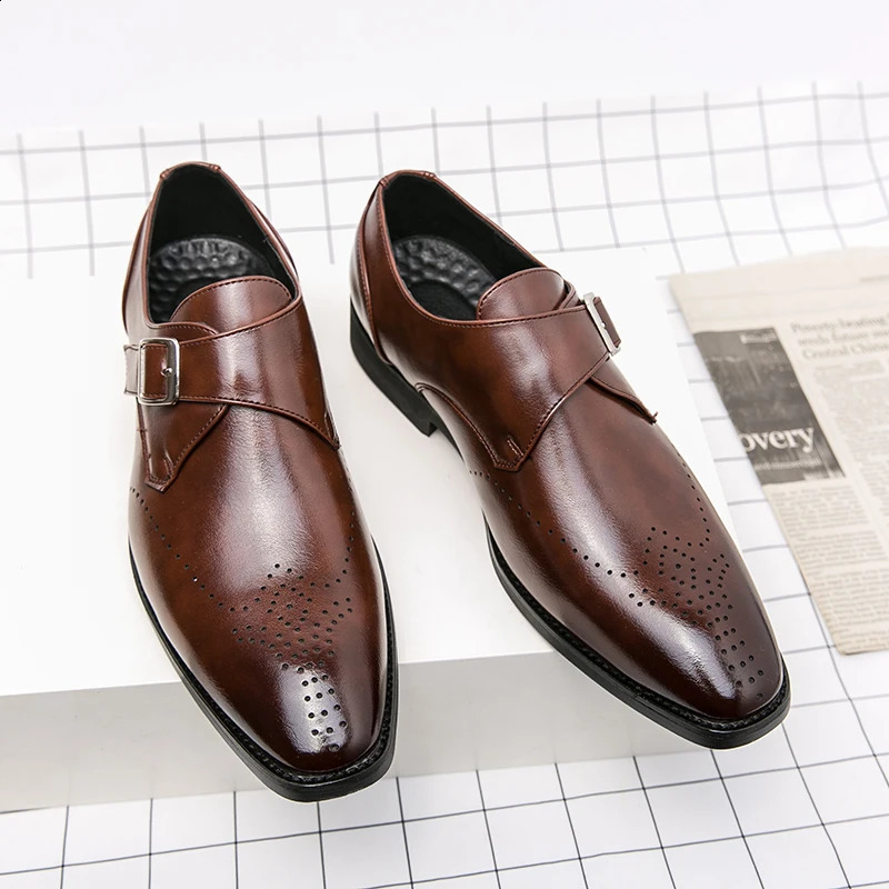 High End Leather Increased Height British Shoes Elegant Mens Brogue Shoes Fashionable Mens Wedding Formal Shoes 250206