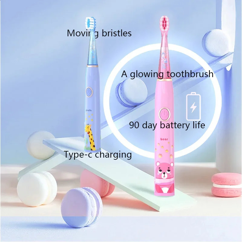 Sonic Electric Toothbrush Cartoon with Colorful LED Light IPX7 Waterproof Overall Clean Teeth Rechargeable Care Toothbrush 250206