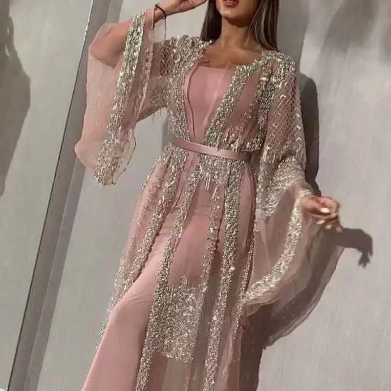 Lace Maxi Long Dress Women Fashion Party Evening Dress Sexy High Waist Robe Summer Long Sve Ele Deep V-neck 2024XJ2500207