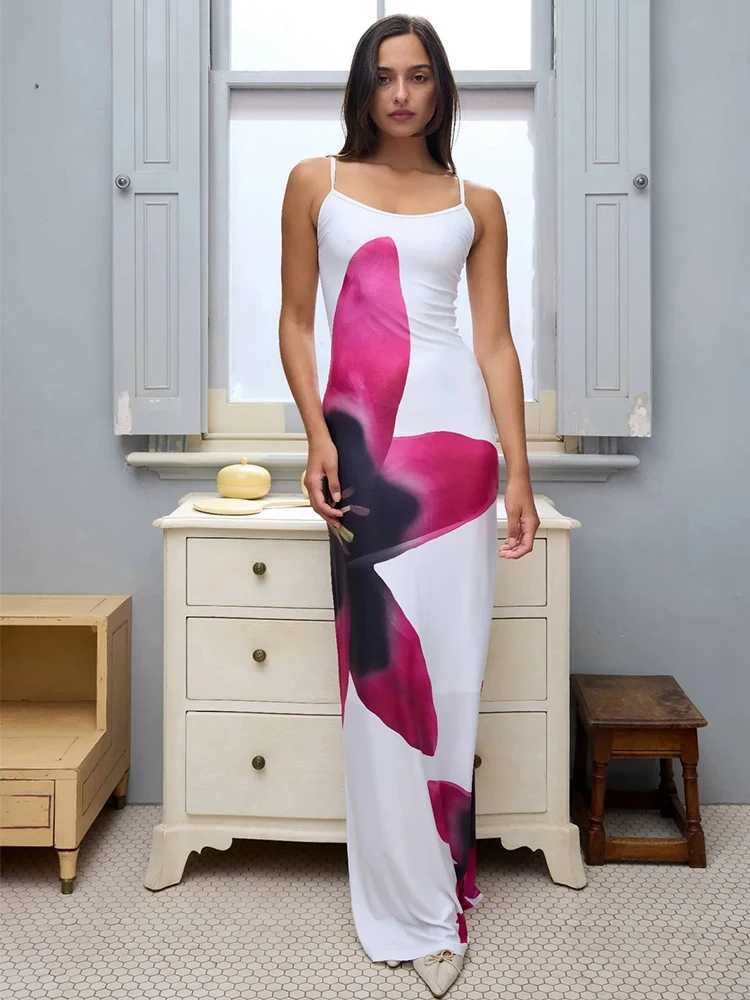 Sexy Party Maxi Dress For Women Summer Fashion Print Sveless Backless Bodycon Simple Dresses Casual Club Ele Strap DressXJ2500207