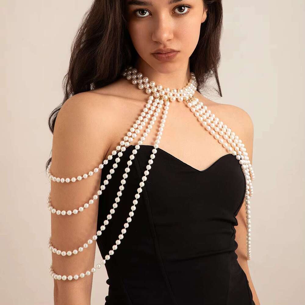 Ingemark New in 2024 Bridal Tassel Imitation Pearl Shoulder Chain Necklace for Women Elegant Shawl Wedding Jewelry Accessories