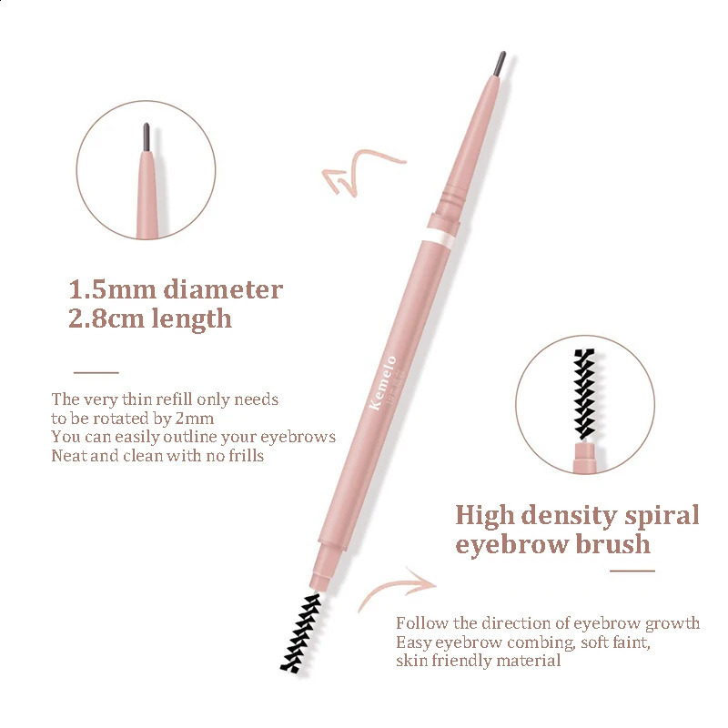 15mm Ultra Fine DoubleEnded Eyebrow Pencil Automatic Rotating Natural Waterproof Long Lasting Professional Pen Makeup 250108