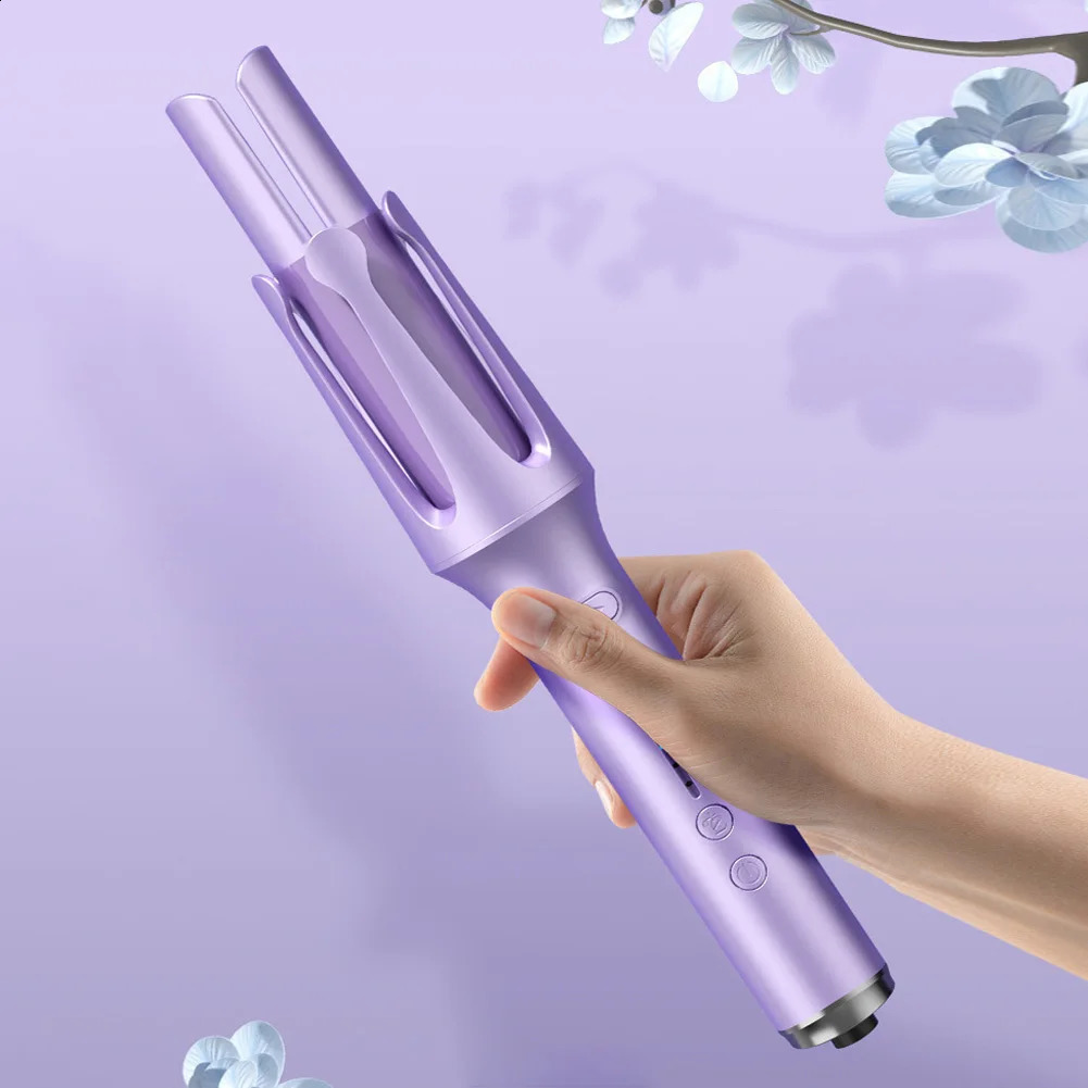 Automatic Curling Iron Rotating Curling Wand Scald Negative Ion Curler 4 Temperature Setting Fast Heating for Home Travel 250206