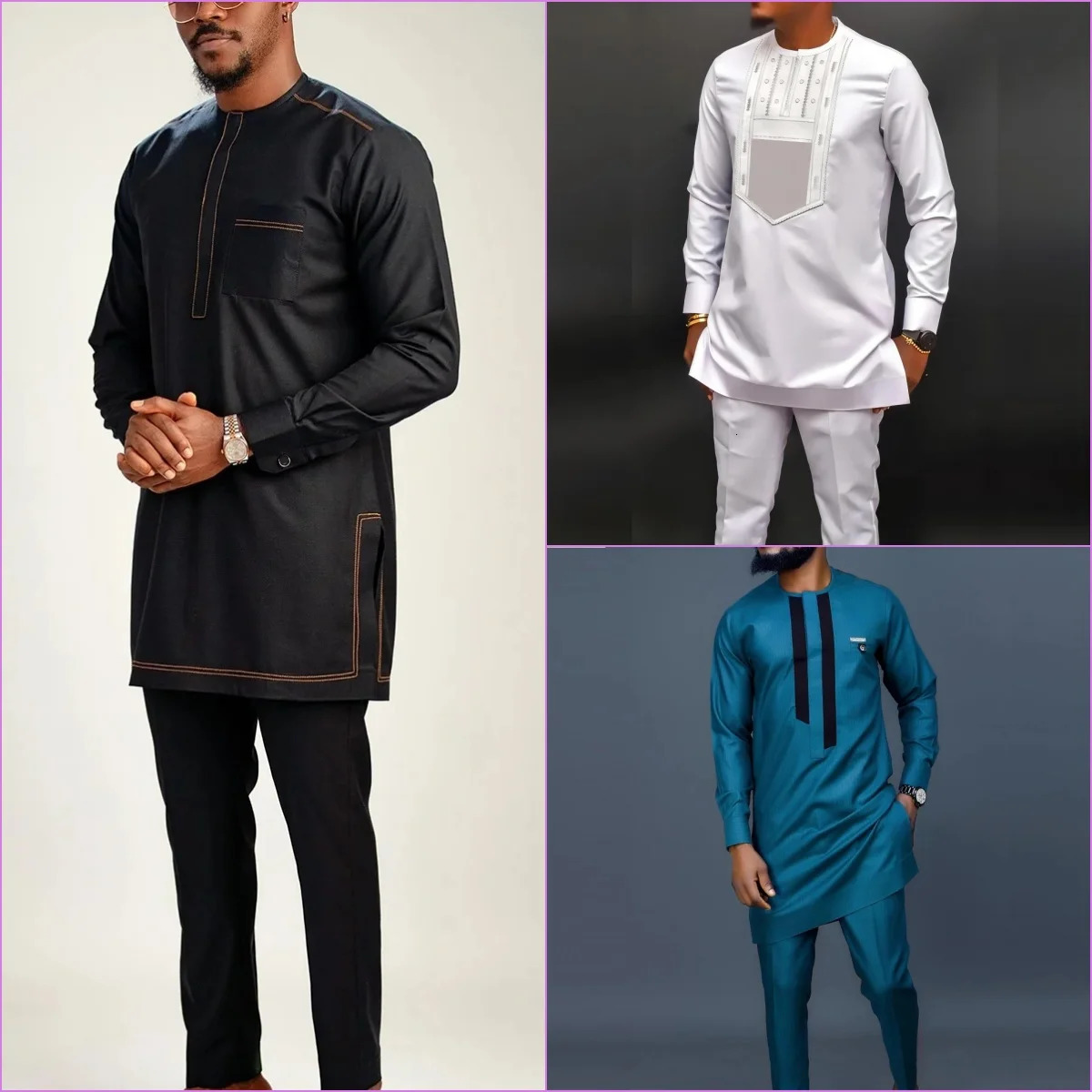 African traditional mens fashion suit ious casual slim fit embroidered elegant and 250207