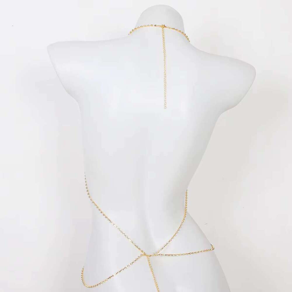 2024 New Trend Hanging Neck Stripe Rhie Chest Nightclub Women's Body Chain Jewelry