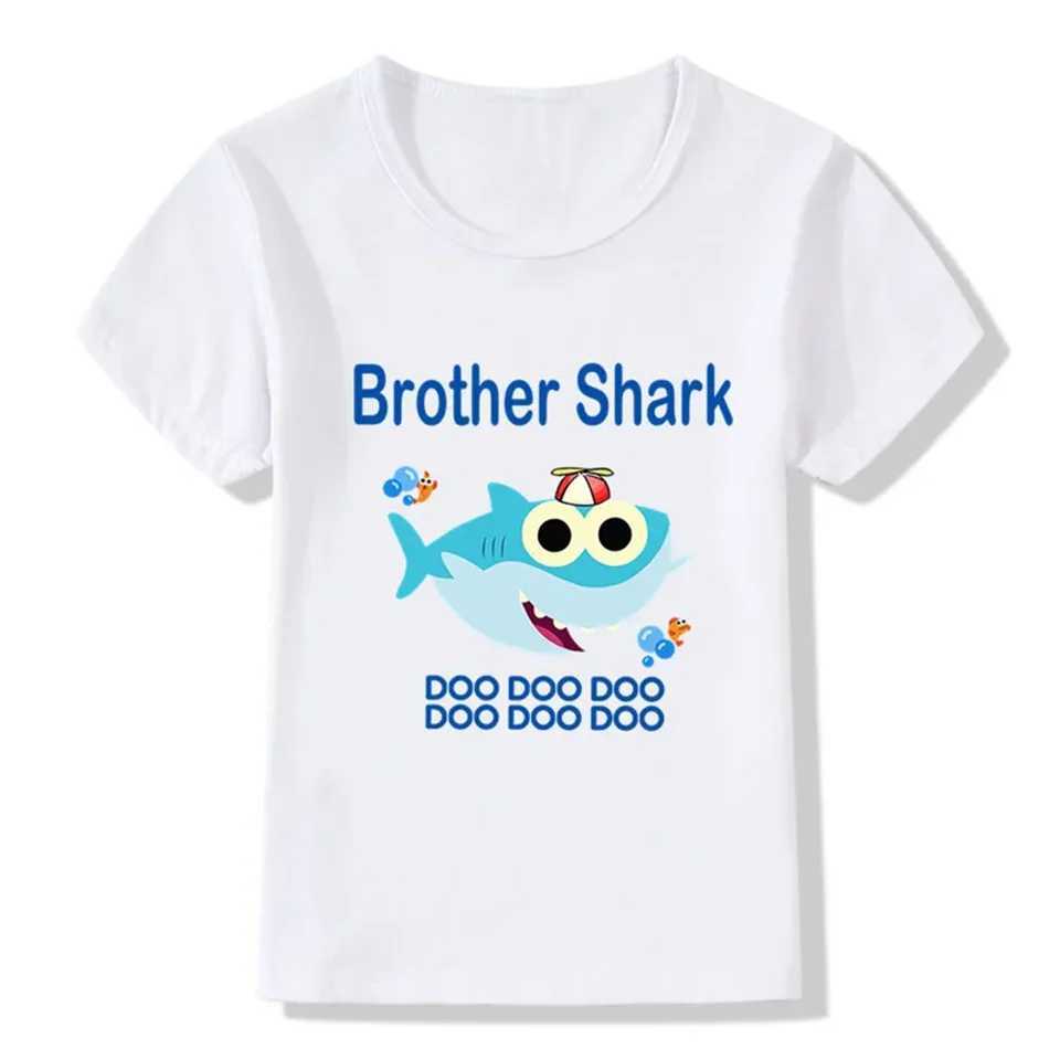 Matching Family Outfit For Birthday Shark Theme T-shirt Birthday Kids Funny Party Family Look Clothes Father Mother Daughter Son W250207