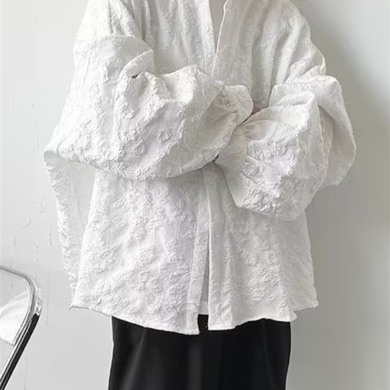 Shirts Men Japanese Style Loose Leisure Long Sleeves Chic All-match Solid Summer High Street Simple College Daily 250206