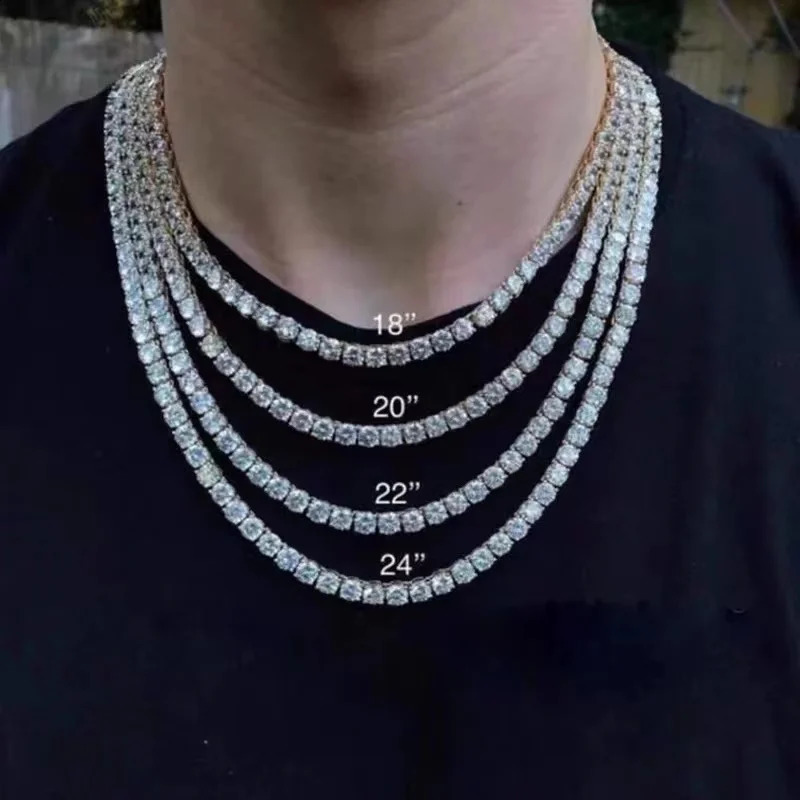 EWYA Real 2.5/3/4/5mm Full Tennis Necklace for Women 925 Sterling Silver Diamond Neck Chains Necklaces Fine Jewelry 250120
