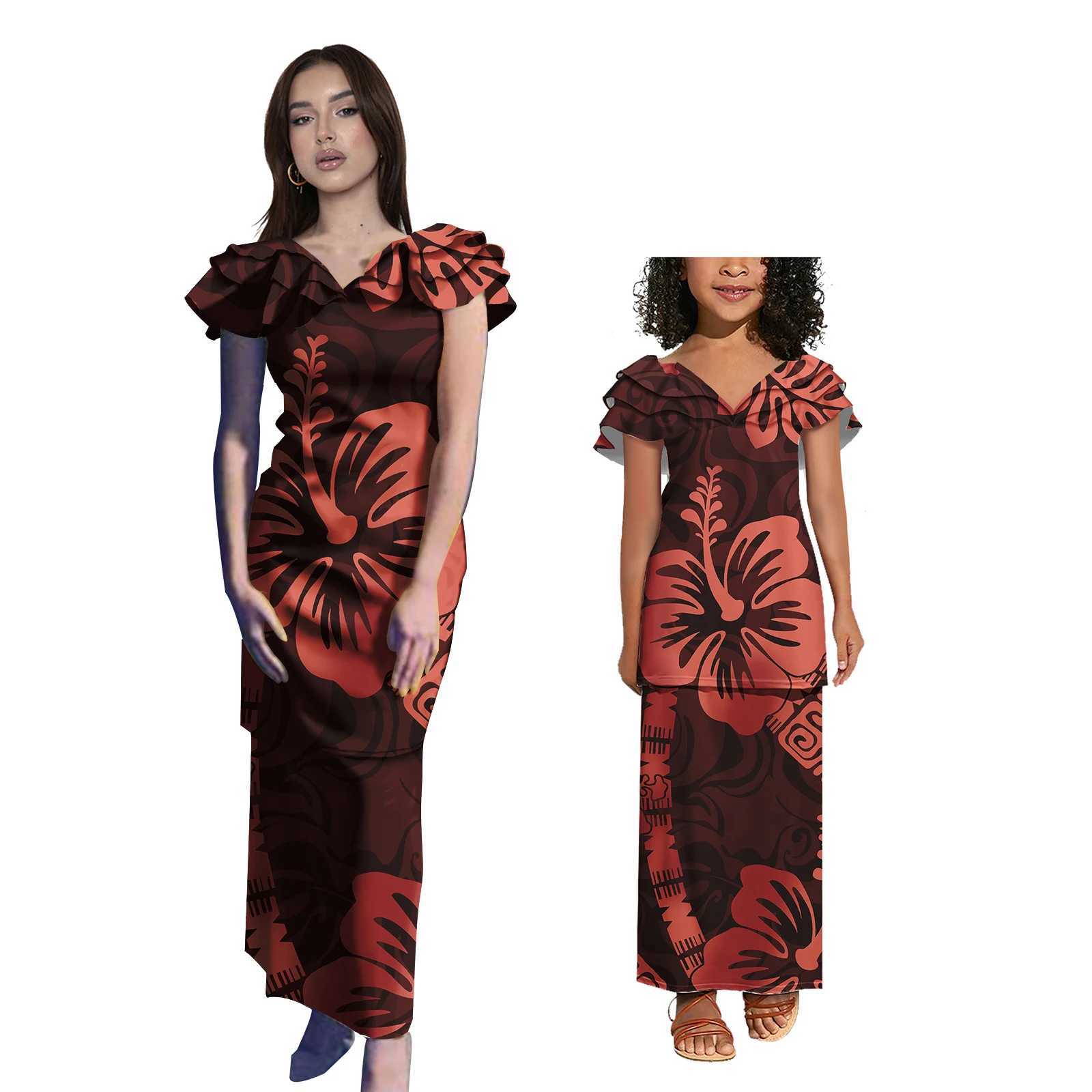 Girls clothing set Polynesian tribe Samoa tattoo printing custom matching family clothing set childrens clothing set W250207