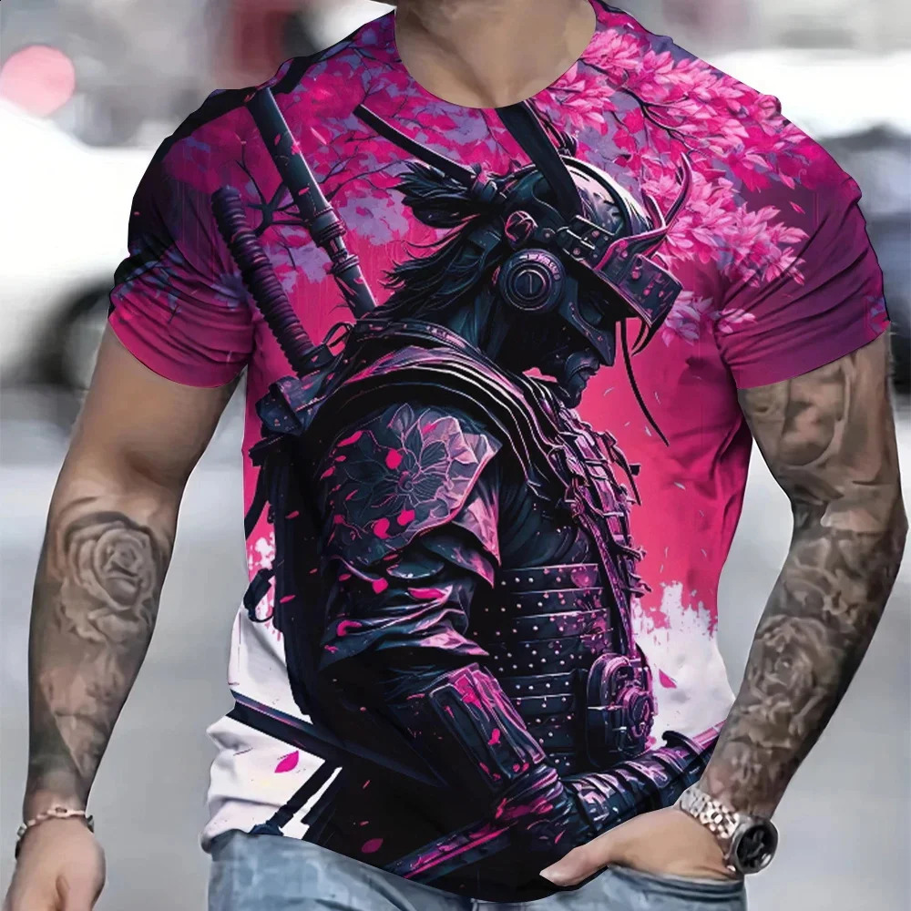 Japan Samurai 3D Print T-Shirts Men Women Fashion Round Neck Short Sleeve T Shirt Oversized Harajuku Y2k Tees Tops Kids Clothing 250206
