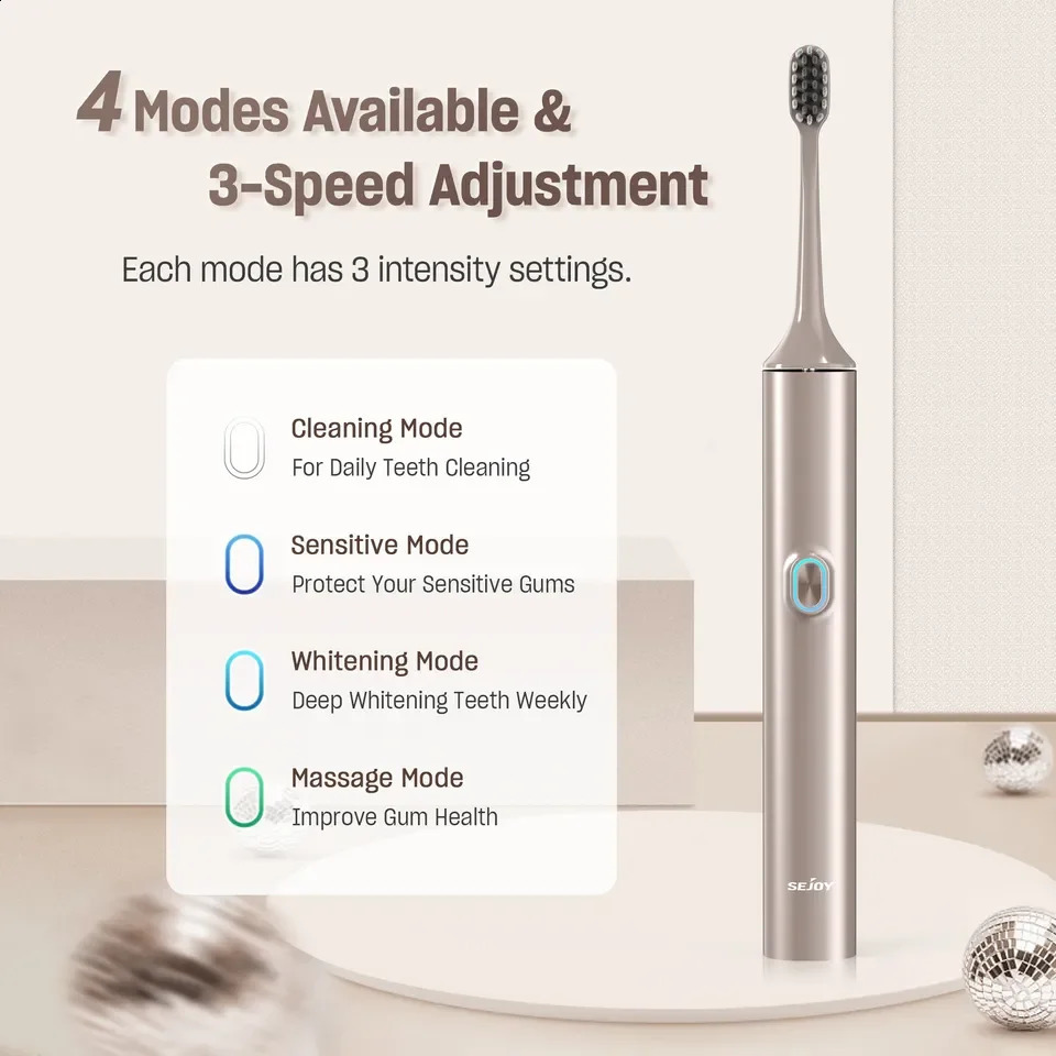 SEJOY Electric Toothbrush with 8 Brush Heads for Adults Rechargeable Toothbrush 250206