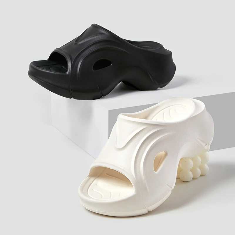 Womens short and chubby platform peeping toe slider EVA summer beach wedge high-heeled sandals Fi solid thick sole N sliderXJ250407