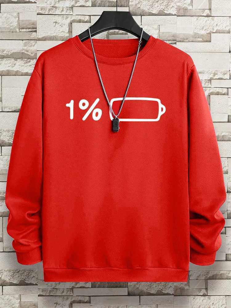 Urgent For Charging % Funny Print Men Clothing Pattern Loose Sweatshirt New Oversized Long Sleeves Street Loose Hoodie Women W250207