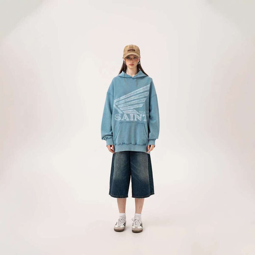 FTF washed old stir fried salt vintage looped hoodie Saint Michael trendy hooded sweatshirt