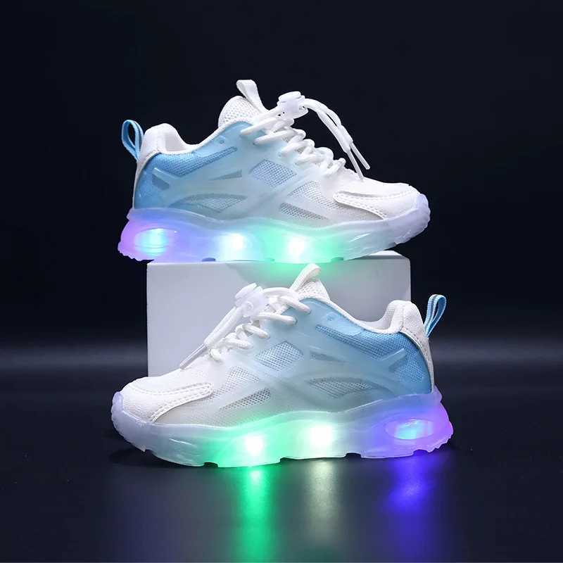 LED Luminous Kids Sneakers Boys and Girls Casual Sport Shoes Lightweight Soft Sole Illuminated Shoe Baby Children Toddler Shoes W250207