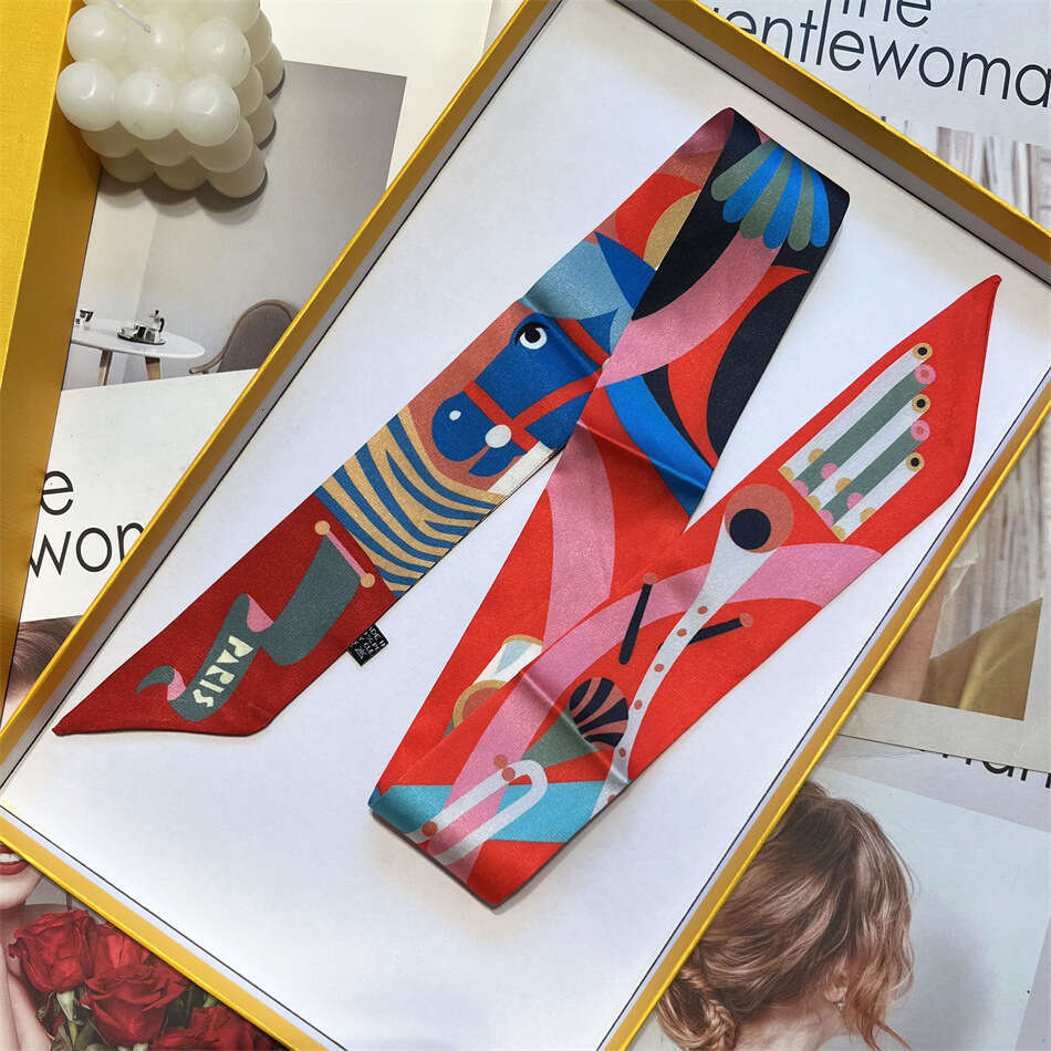2024 live streaming new high-end women's long and versatile scarves, hairbands, waistbands, tied bags, decorative handles