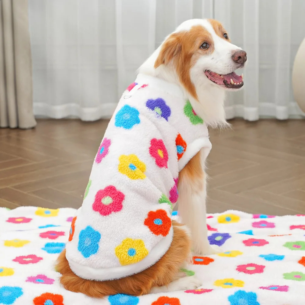 XS-8XL Pet Winter Warm Vest Puppy Clothes for Small Medium Big Dog Soft Golden Retriever Vest With Flower Clothing Pet Suppllies 250206