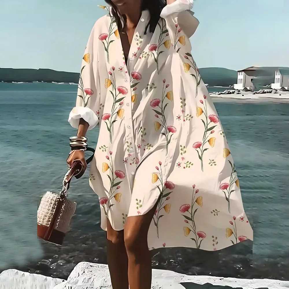 Plus Size Womens Long Sve Shirts Dress New Le 3d Printed Shirt Dress Ele Leisure Lapel Collar Shirts Summer VestidosXJ2500207