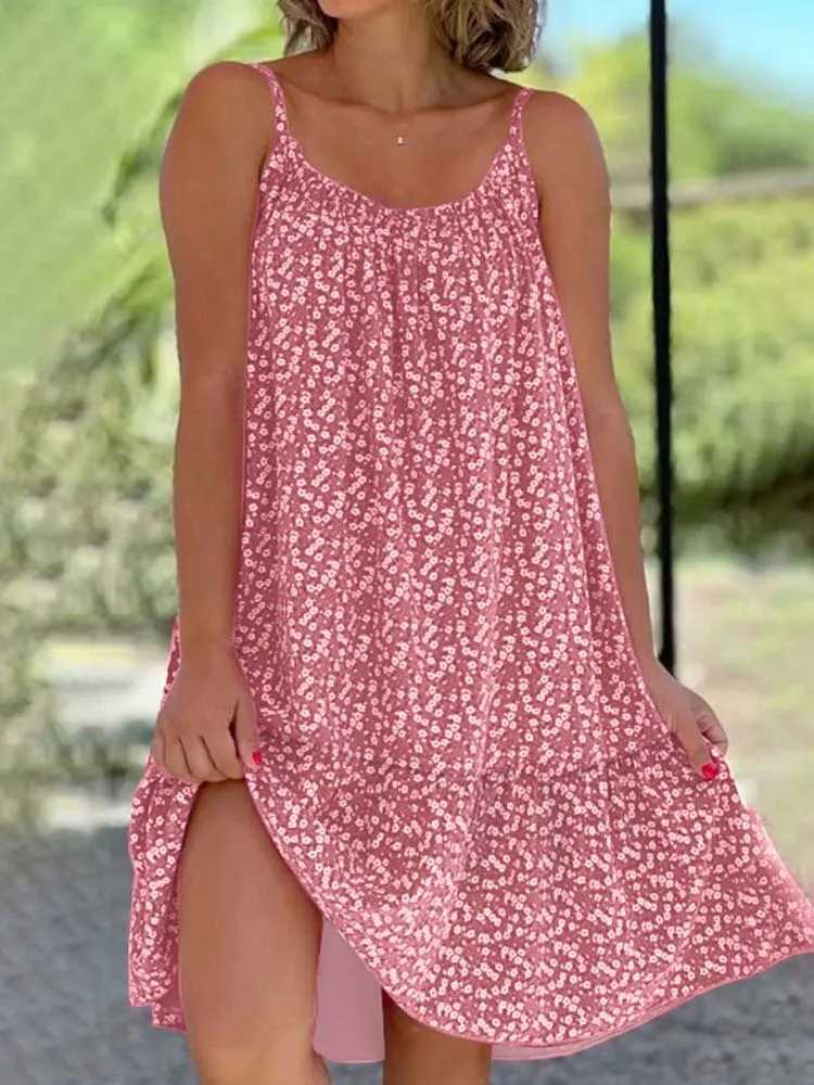 Women Slip Loose Floral Print Dress Summer Fe Sveless Oversized S-5XL Swing Party Dresses FYY-1030XJ2500207