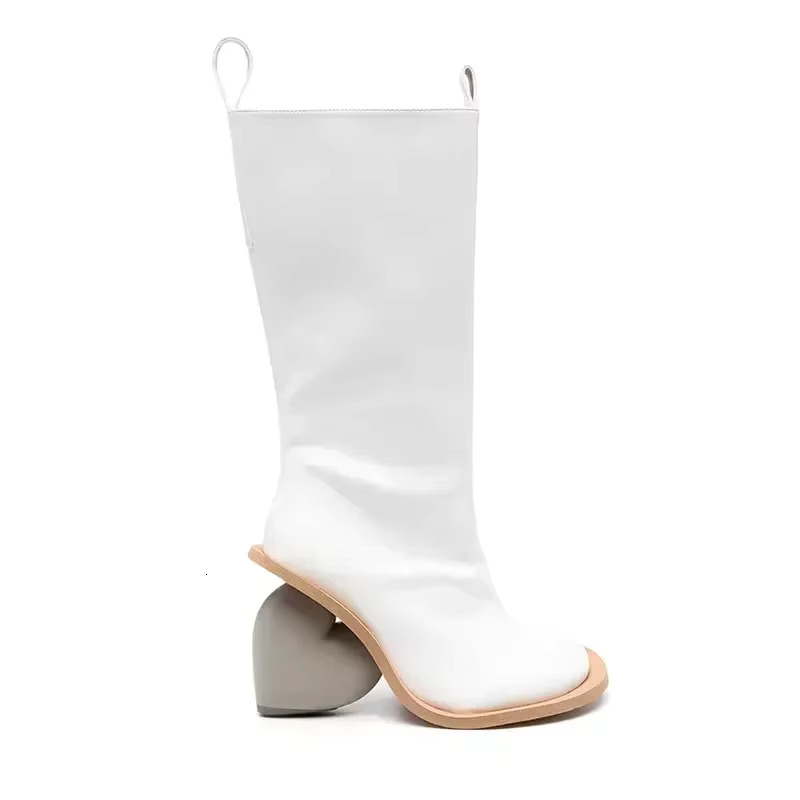 Womens Mid Calf Winter hot - Peach Heart Heel, Round Toe, Side Zip Fashion Boots for Autumn/Winter