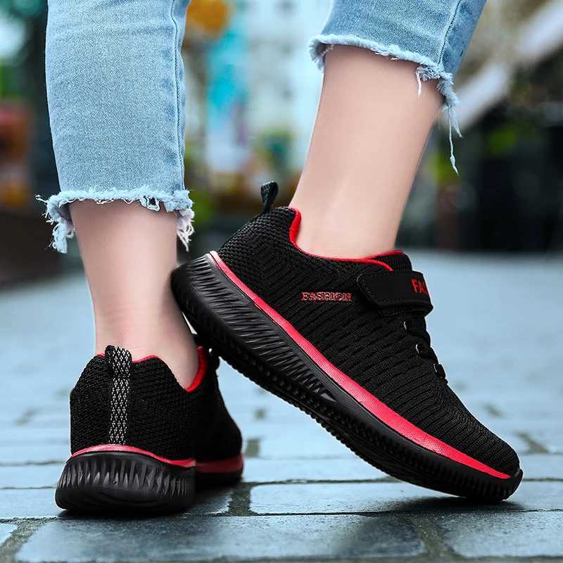 Children Lace-Up Hook Loop Running Sports Boy Girl Breathable Walking Shoes Mesh Sneakers Black Spring Sandals 28-39 Size W250207