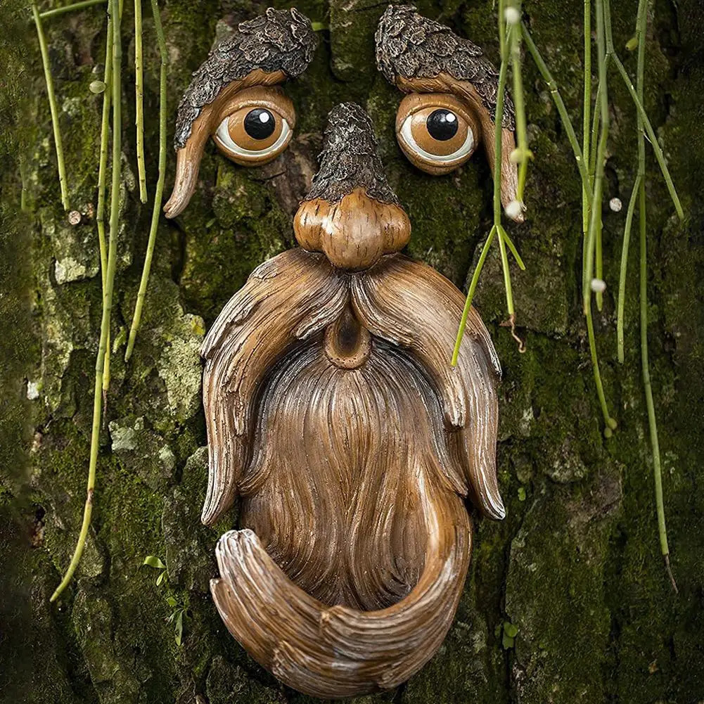 Bird Feeder Resin Tree Face Bird Feeder Courtyard Yard Garden Decorations Whimsical Tree Hugger Sculpture Art Decor 250207