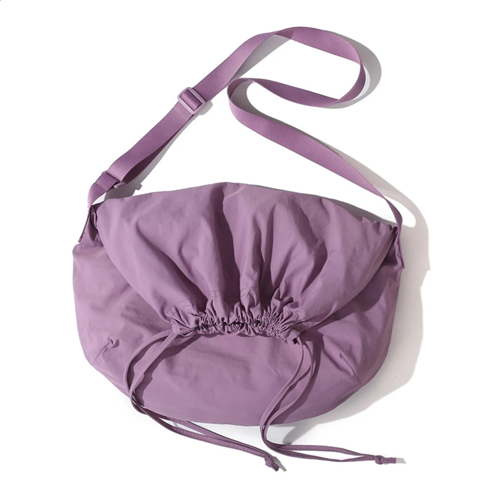 Women Drawstring Shoulder Bag Large Capacity Simple Crossbody Solid Color Lightweight Shopping Girls Outdoor 250206
