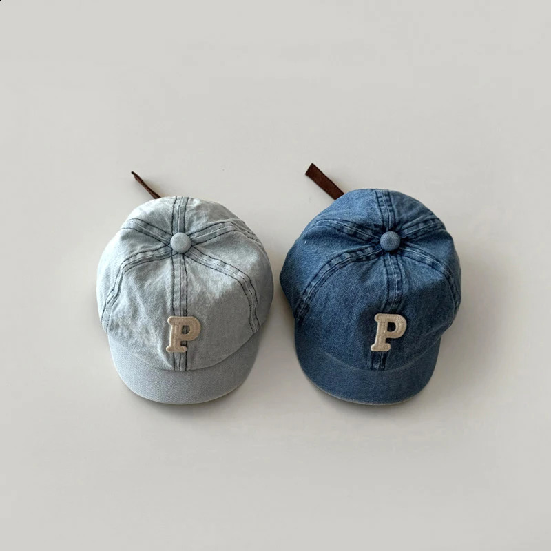 Retro Denim Baseball Cap for Baby Letter Short-brim Sun Hat Summer Adjustable Kids Boys Girls Peaked Caps 250206