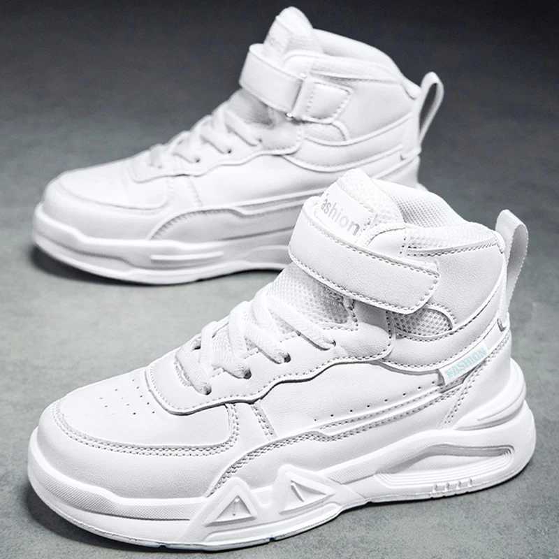 Childrens running shoes outdoor leather surface fashionable tennis shoes casual high top childrens comfortable board shoes W250207