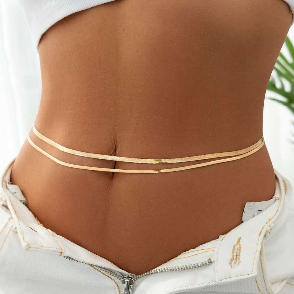 Ingemark Sexy Flat Snake Waist Belly Belt for Women Summer Beach Bikinis Simple Body Chain Festival Jewelry Accessories