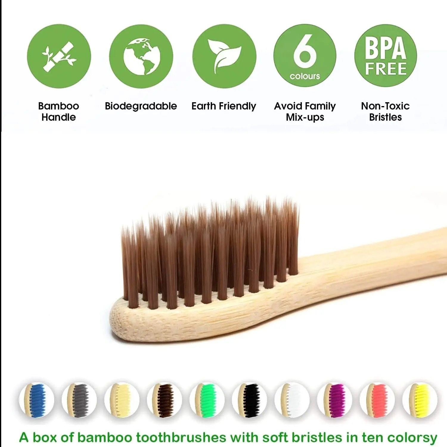 10/30/50 Pack Natural Bamboo Toothbrushes eco friendly Family el Charcoal Bamboo Wood Teethbrush for Adults Kids Child 250206
