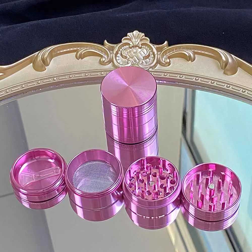 1PCS Pink Grinder Aluminum Alloy 40mm/50mm High Quality Crusher Mill Girly Birthday Gift Tobacco Herb Smoking AccessoriesXJ250207