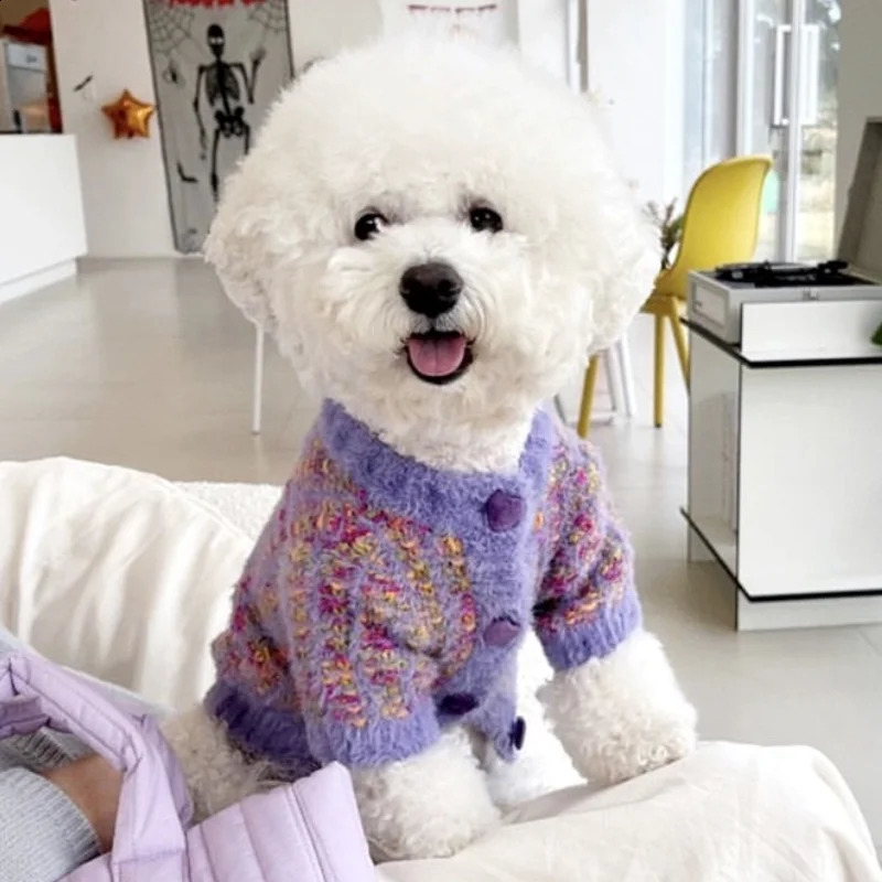 Dog Clothes Winter Warm Pet Cardigan Sweater Warm Knitted Puppy Coat Cute Solid Cat Sweater Pet Costumes Chihuahua Outfit 250206