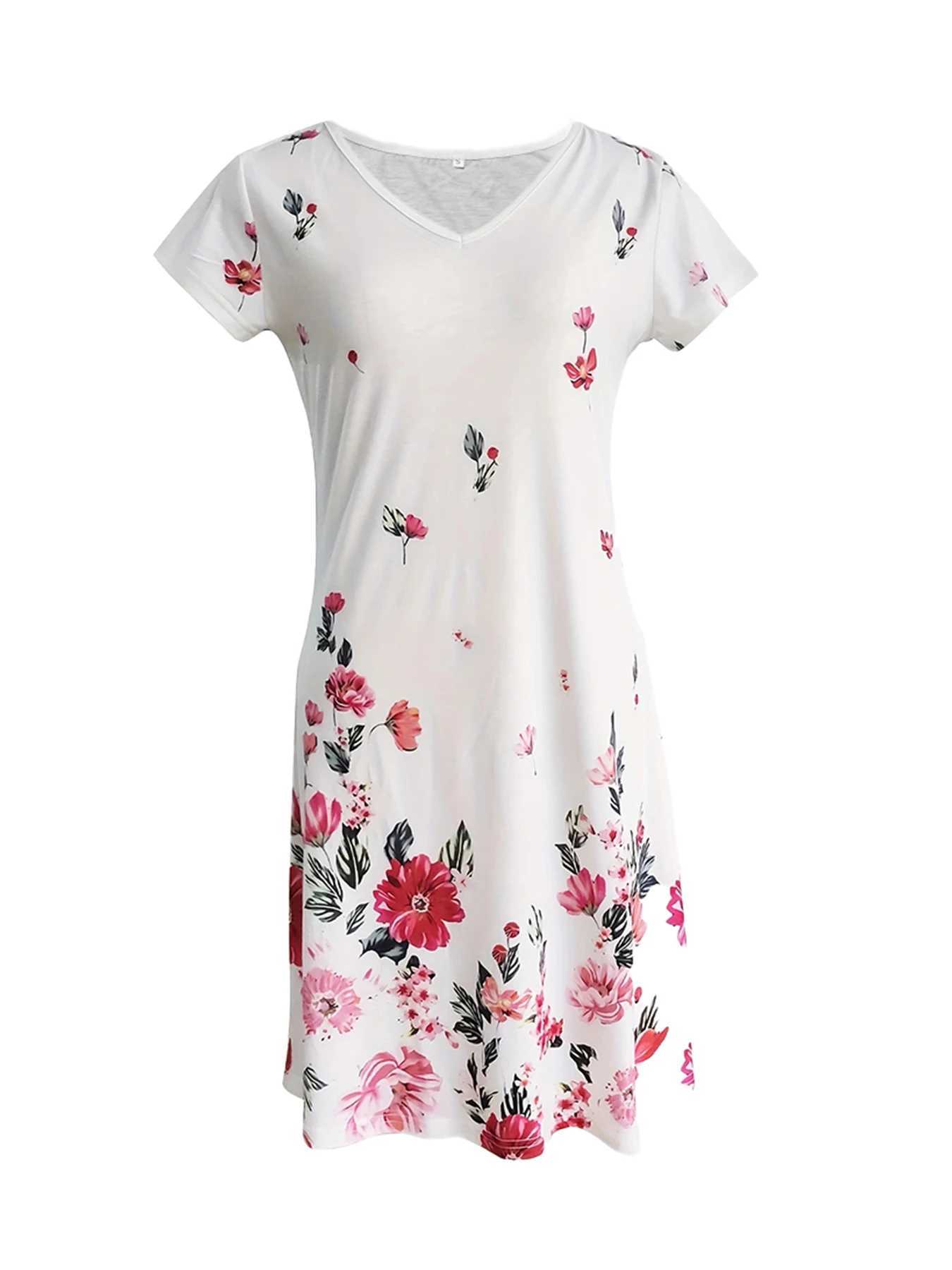 Chic Ditsy Floral Knee-High Dress -V-neckAll-Season Casual Wear Easy-Care Polyester Lining Mid Elasticity FabricXJ2500207