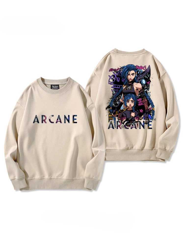 American Simple Trendy Game Anime Arcane Printed Sweatshirt Hoodie Mens Loose Casual Sweatshirt Animation Peripherals W250207