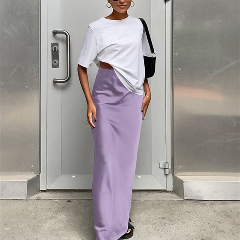Elegant Satin Black Trumpet Skirts Fashion Slim High Waist Skirts Women Female Solid Office Long Skirt Spring Summer 250206