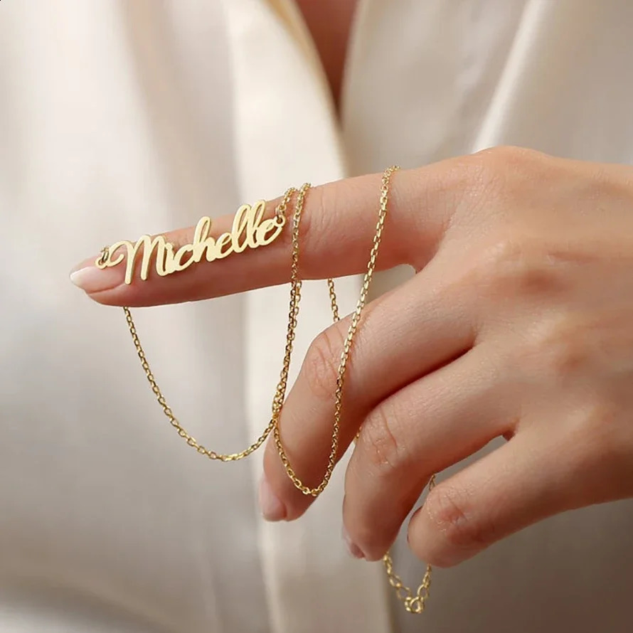 Custom Name Necklace for Women 18k Gold Plated Stainless Steel Jewelry Personalized Nameplate Pendant Chain Choker Birthday Gift 250206