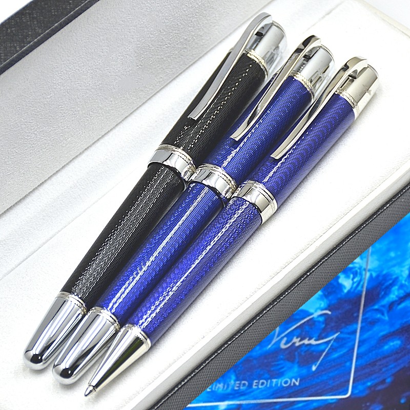 High quality Writer Jules Verne Rollerball Pen Special edition Ocean Blue and Red Black Metal Ballpoint Fountain pens Writing office school supplies 1