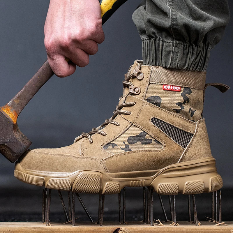 Outdoor Men Work Boots Safety Shoes Anti-puncture Safety Boot Work Steel Toe Shoes Indestructible Desert Combat Boots Protective 250120