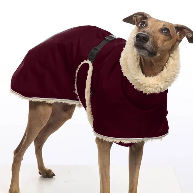 Greyhound Fleece Lined Dog Jacket Winter Warm Dog Clothes Pullover Waterproof Thick Dog Jacket Pet High Collar Jumper Sweater 250206