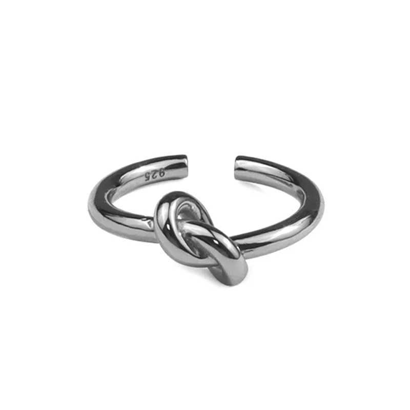 Xiyanike Silver Knot Thin Ring Female Open Couple Simple Temperature Handmade Jewelry Accessories Prevent Allergies W250207