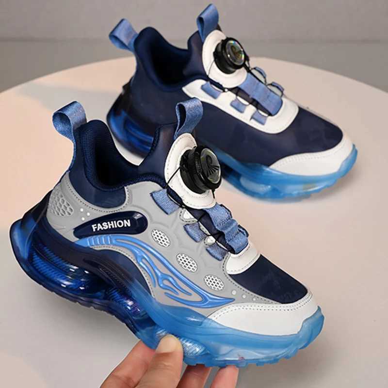 Childrens tennis shoes autumn new waterproof leather casual lightweight rotating buckle breathable running shoes W250207
