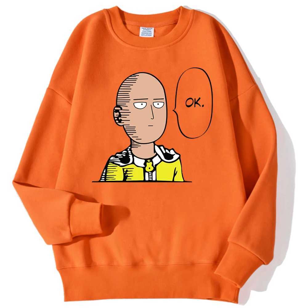 One Punch Mans Ok Printed Men Pullover Casual Comfortable Warm Hooded Street Fashion Sweatshirts Autumn Fleece Streetwear W250207